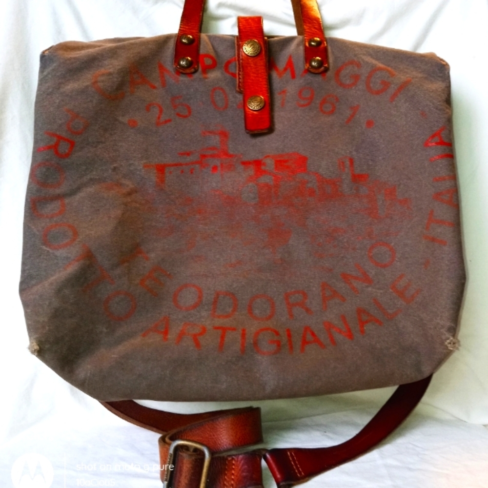 Campomaggi Teodorano Military Green Canvas & Italian Leather Large Messenger Bag